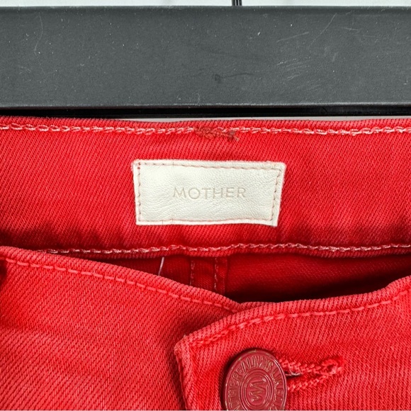 Mother Denim Insider Crop Fray Jeans in Red - Picture 3 of 5